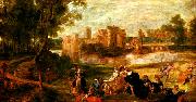 Peter Paul Rubens park utanfor ett slott painting